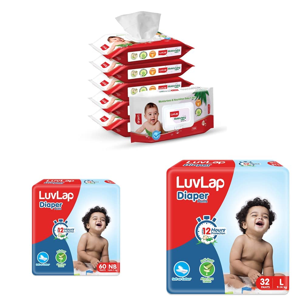 Buy LuvLap Paraben Free Baby Wipes with Aloe Vera, with Fliptop Lid (72