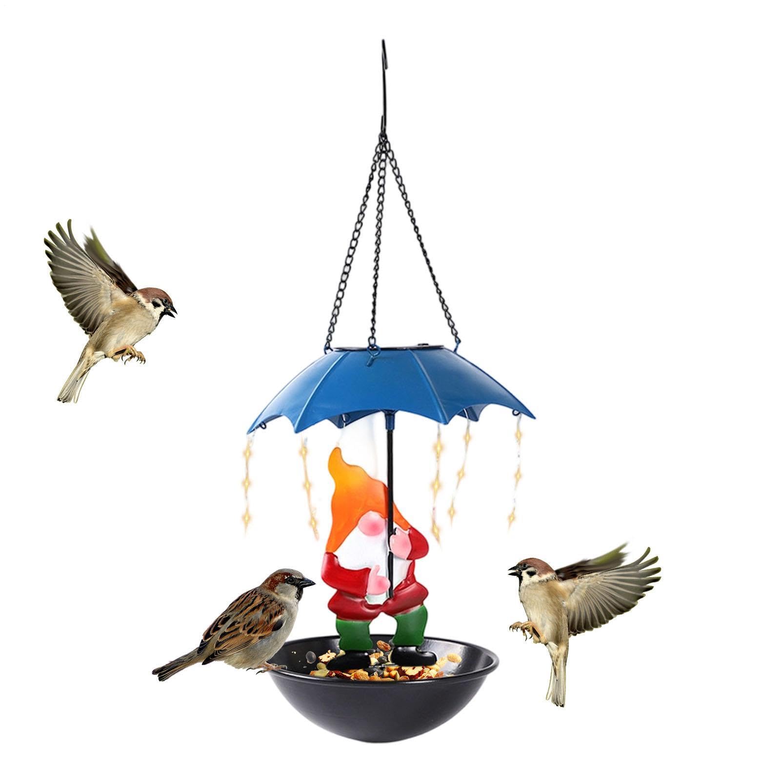 Mangeoire oiseaux sauvage et gnome lumineux pour animer votre cour ou patio familial