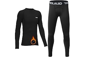TELALEO Kids Compression Thermal Fleece Baselayer Set