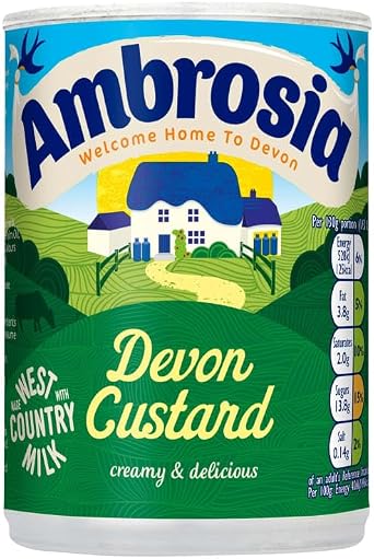 Ambbrosia Devon Custard 385g - Creamy & Delicious - Welcome Home To Devon - Ambrosia Devon Custard Pots Can Be Enjoyed On Their Own, Poured Over Puddings - Pack of 4
