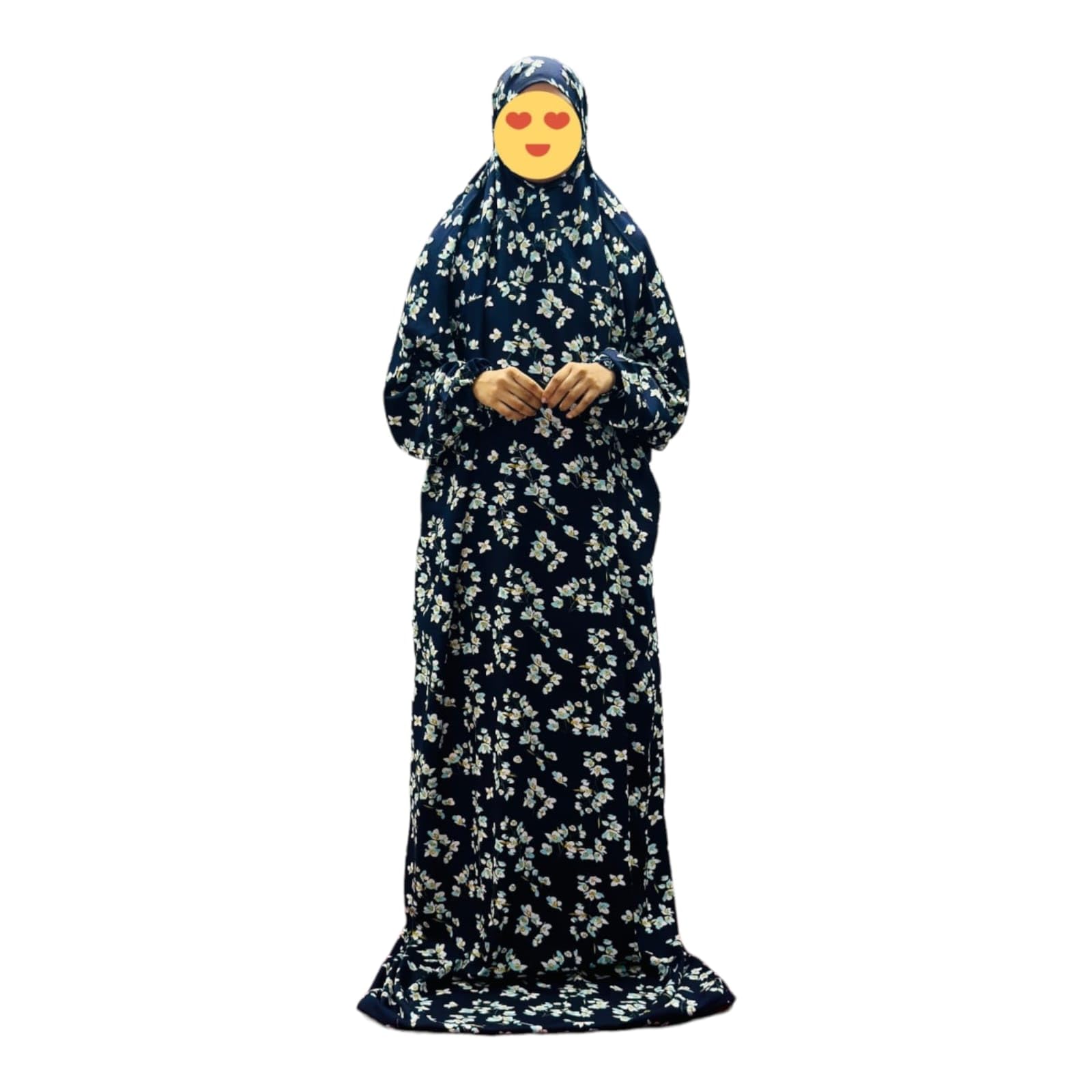 Women Belladona Islamic Prayer Dress - Navy Blue Flower Print, Floor Length, straight, Free Size-image-20