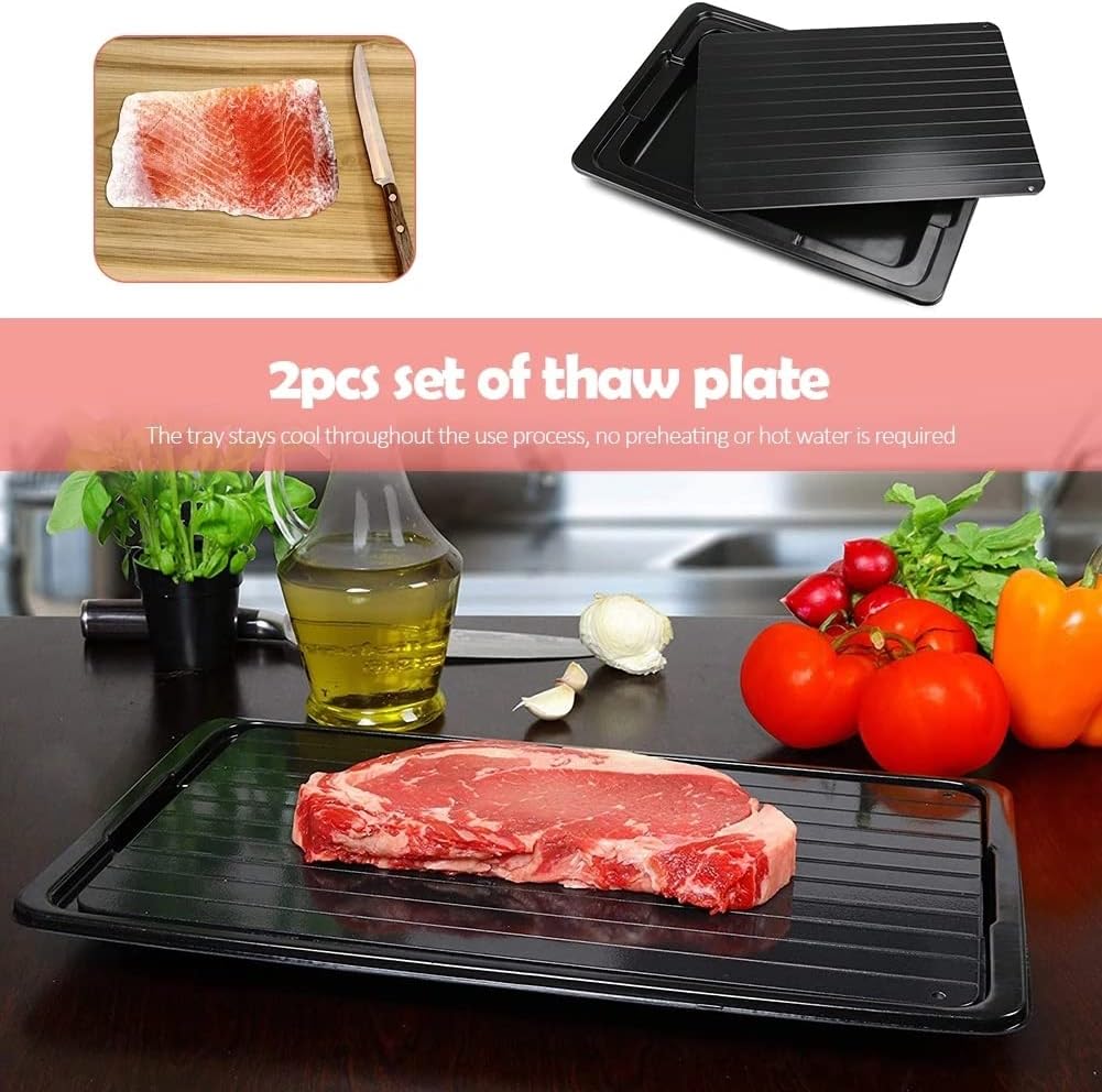 2pcs Fast Defrosting Tray Multi-Functional Texture Thaw Food Meat Quick Defrost Plate Board Kitchen Gadget Tool(35.5 * 20.5 * 0.3cm/13.97 * 8.07 * 0.11in)