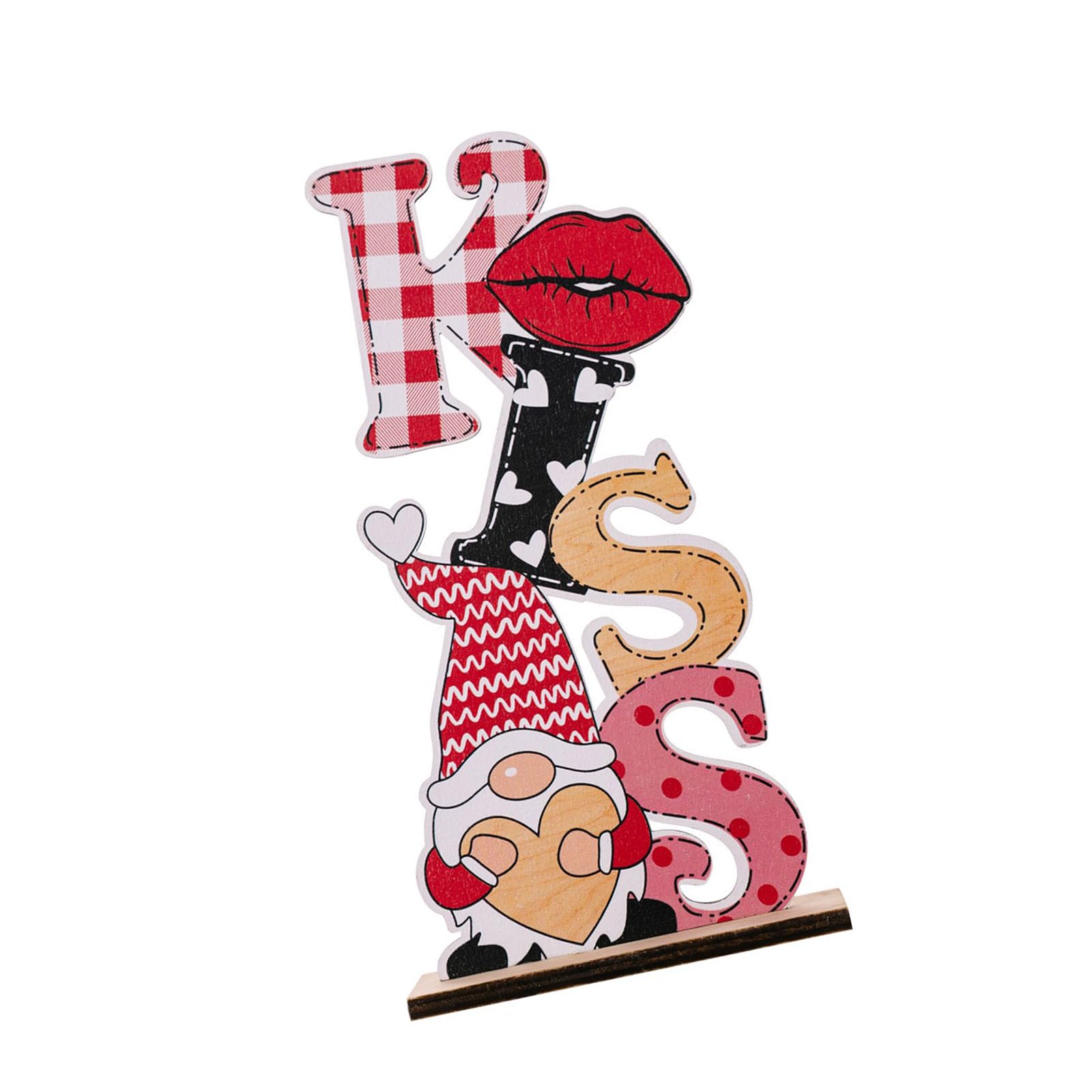 Elnwnnkc Kiss Romantics Ornament Wood Love Letter Figurine Tabletop Sign For Farmhouses Wedding Centerpieces Tiered Tray Decors Wood Love Letter Tabletop Decors