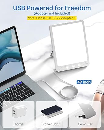 Suxio Happy Lamba - 10000 Lüks Işık Terapisi Kutusu, 3 Zamanlama Modu, Hafıza Fonksiyonlu Dokunmatik Kumanda, Ev/Ofis için Taşınabilir Ruh Hali Yükseltici