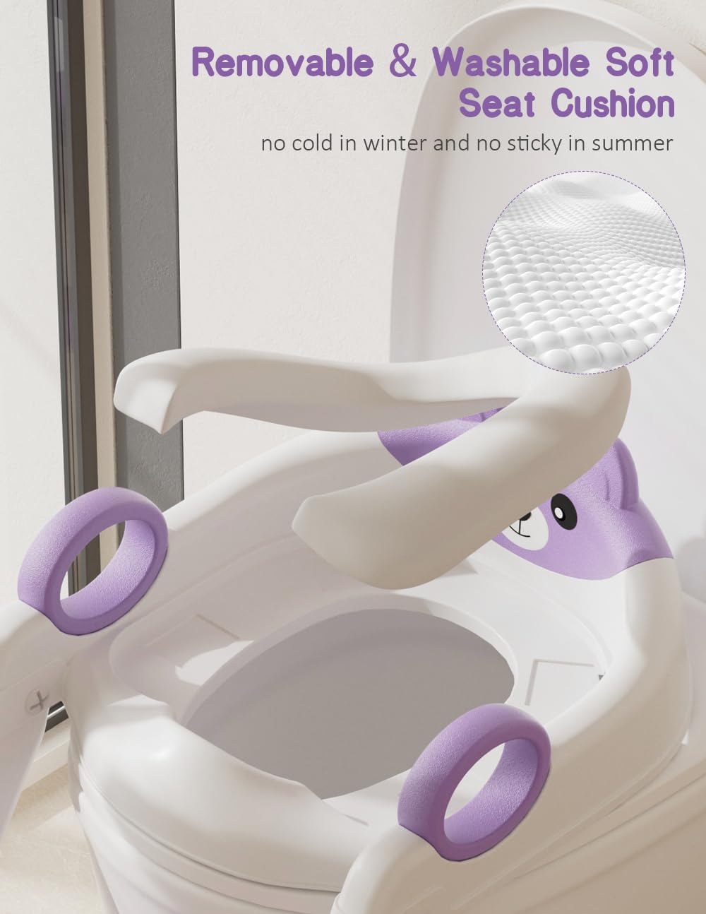 Potty Training Seat, Toddler Toilet Seat With Steps, 2 In 1 Toddler Potty Training Toilet With Splash Guard, Anti-Slip Step Stool Soft Mat, Adjust High Potty Seats For Toddlers Kids Boys Girls - Image 5
