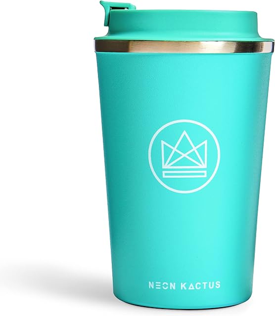 Neon Kactus - Double-Walled Stainless Steel Coffee Cup, Reusable Coffee Cup with Resealable Lid, Insulated Coffee Tumbler, Leakproof, Recyclable, Free Spirit, 12oz