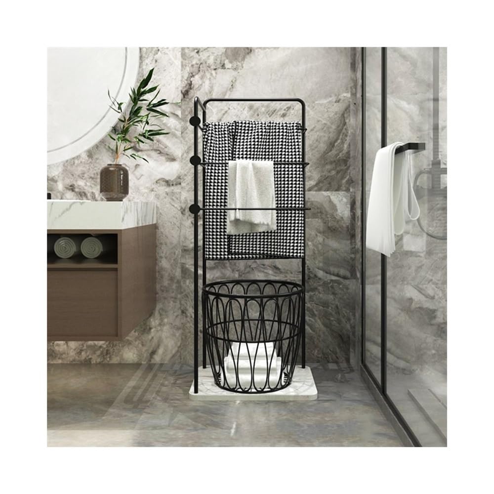 Porte-serviettes de bain de luxe léger en métal noir mat pour maison moderne