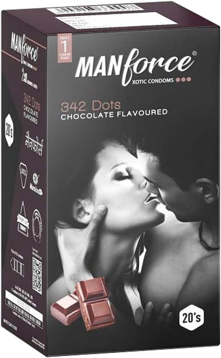 Manforce 342 Dots Xotic Chocolate Flavour Condoms, 20 Count