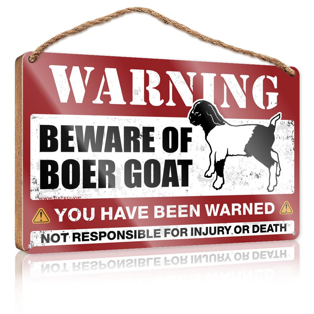 Porch Signs And Decor Outdoor Beware Of Boer Goat Wooden Sign Outdoor Signs And Decor Spring Porch Sign(15X28CM)