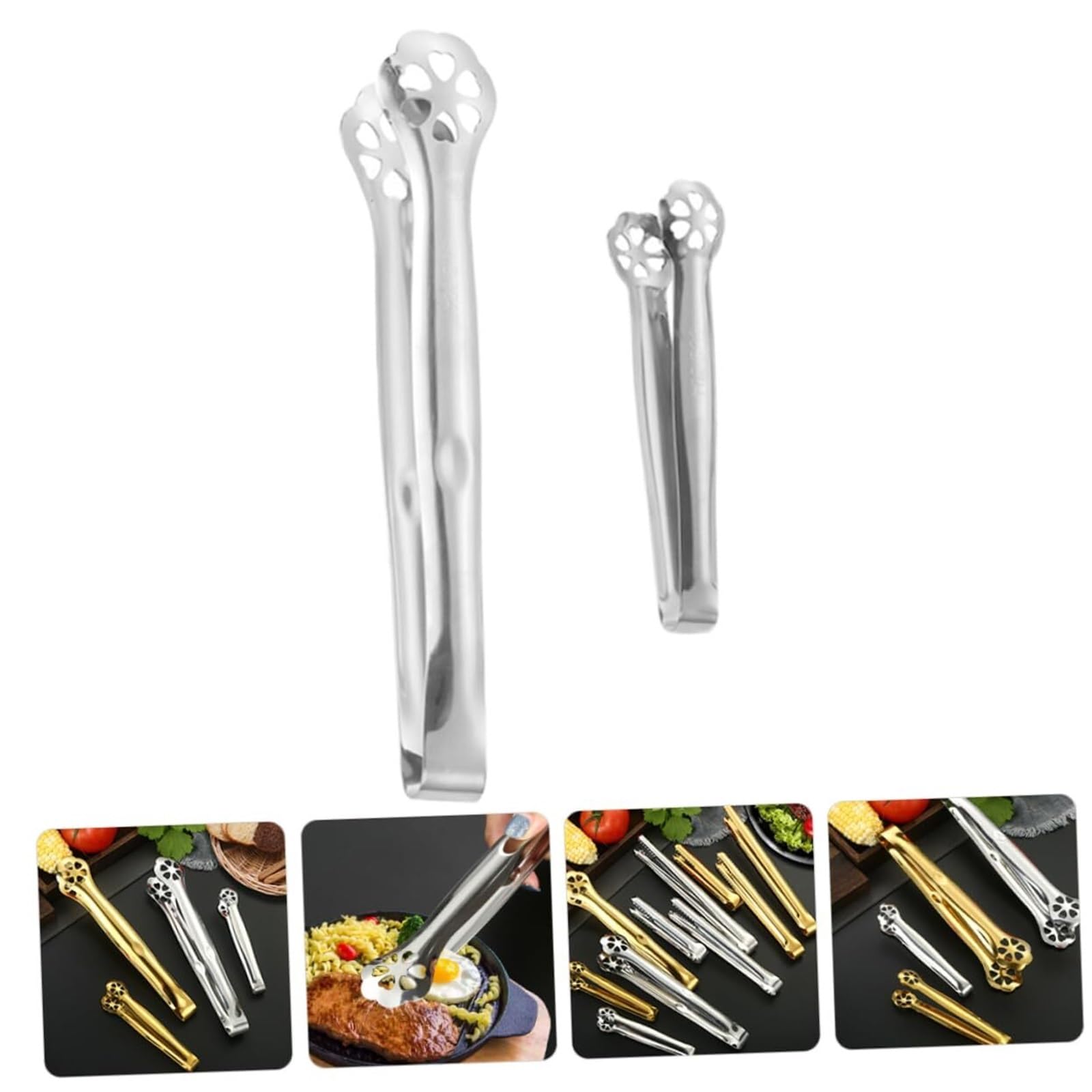 Szczypce Grilla Szczypce Do Grilla Ze Stali Nierdzewnej 304 Naczynia Kuchenne Metalowe Chleba Makaronu Kuchenne(Blue,Silver)