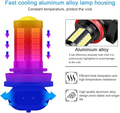 Miniatura 4 de yifengshun Bombillas LED antiniebla H8 H9 H11 DRL 2800 lúmenes, Xtreme, superbrillantes, 5730, 33-SMD, 12 V, bombillas LED de repuesto para
