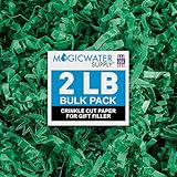 Crinkle Cut Paper Shred Filler (2 LB) for Gift Wrapping & Basket Filling - Green | MagicWater Supply
