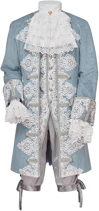 MelangCos Mens Marie Antoinette Costume 18th Century Rococo Tailcoat Suit Masquerade Deluxe Outfit for Prince