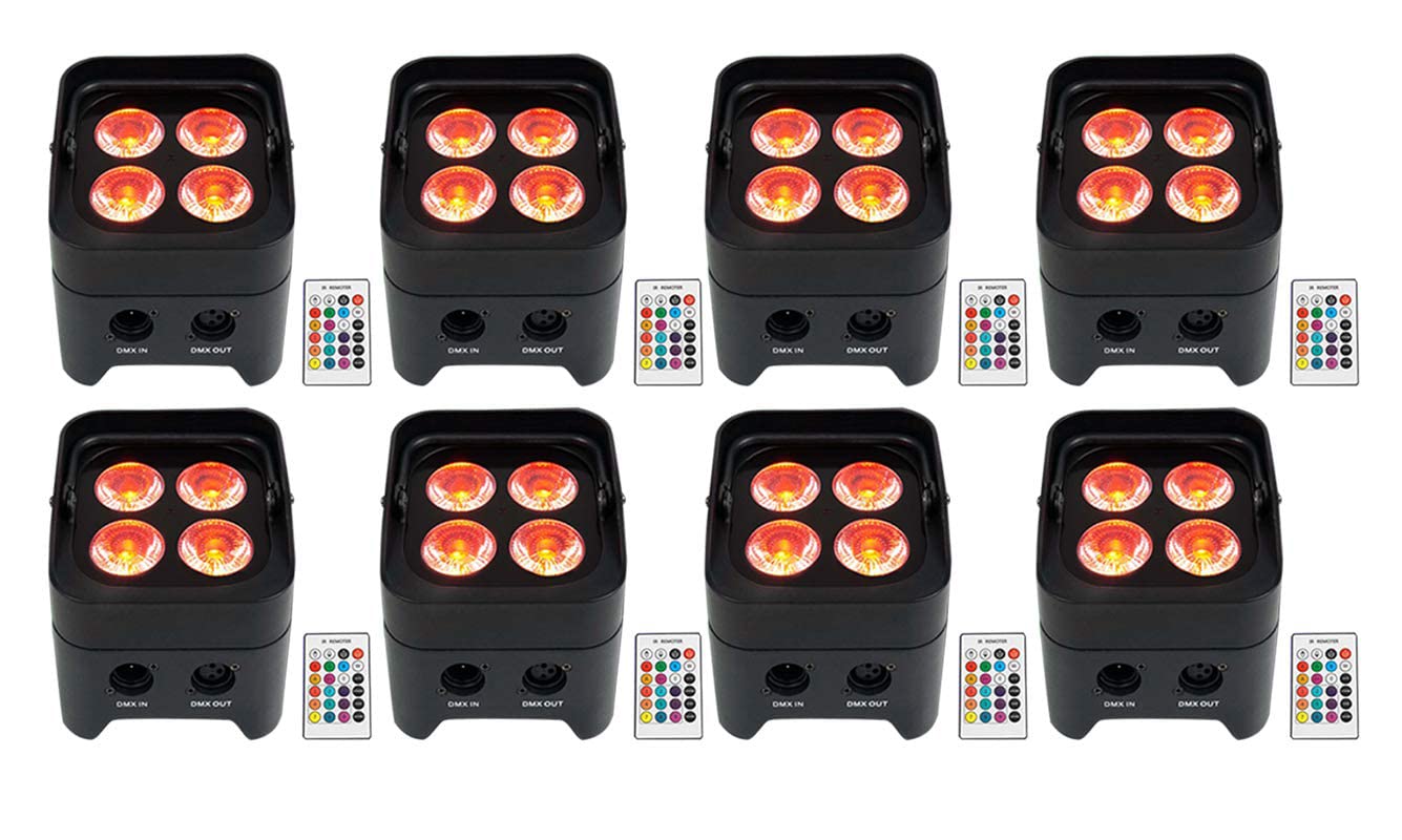 Kit 4 Luci PAR 50 Rockville Ricaricabili Bianche Wireless Con DMX, RGBWA, UV E Borsa - Perfetto Per Spettacoli