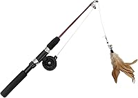 SPOT Fishing Rod 'N Reel Kitty Teaser Cat Toy - Interactive Fishing Pole Casts 7+ Feet, Working Reel Locks & Clicks for Hunting Fun