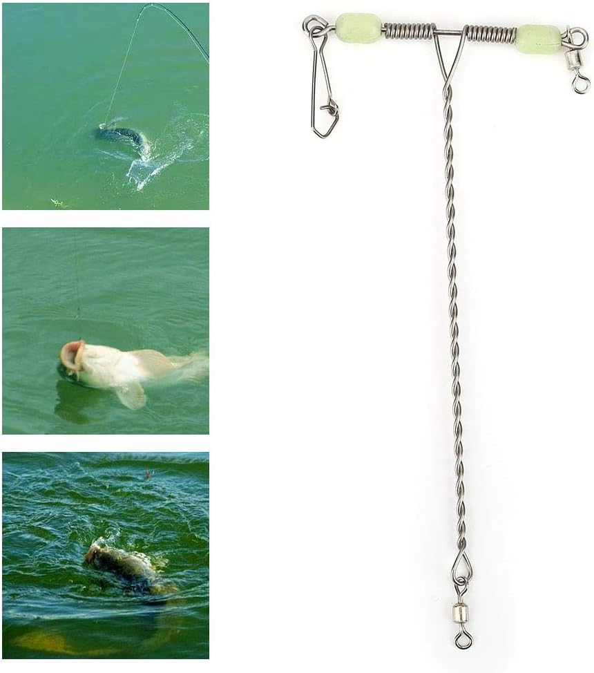 ステンレス鋼のt字型スイベルスナップ 釣り道具 さまざまな種類の釣りに耐える 発光ビーズ付き10個防錆性 マーケット