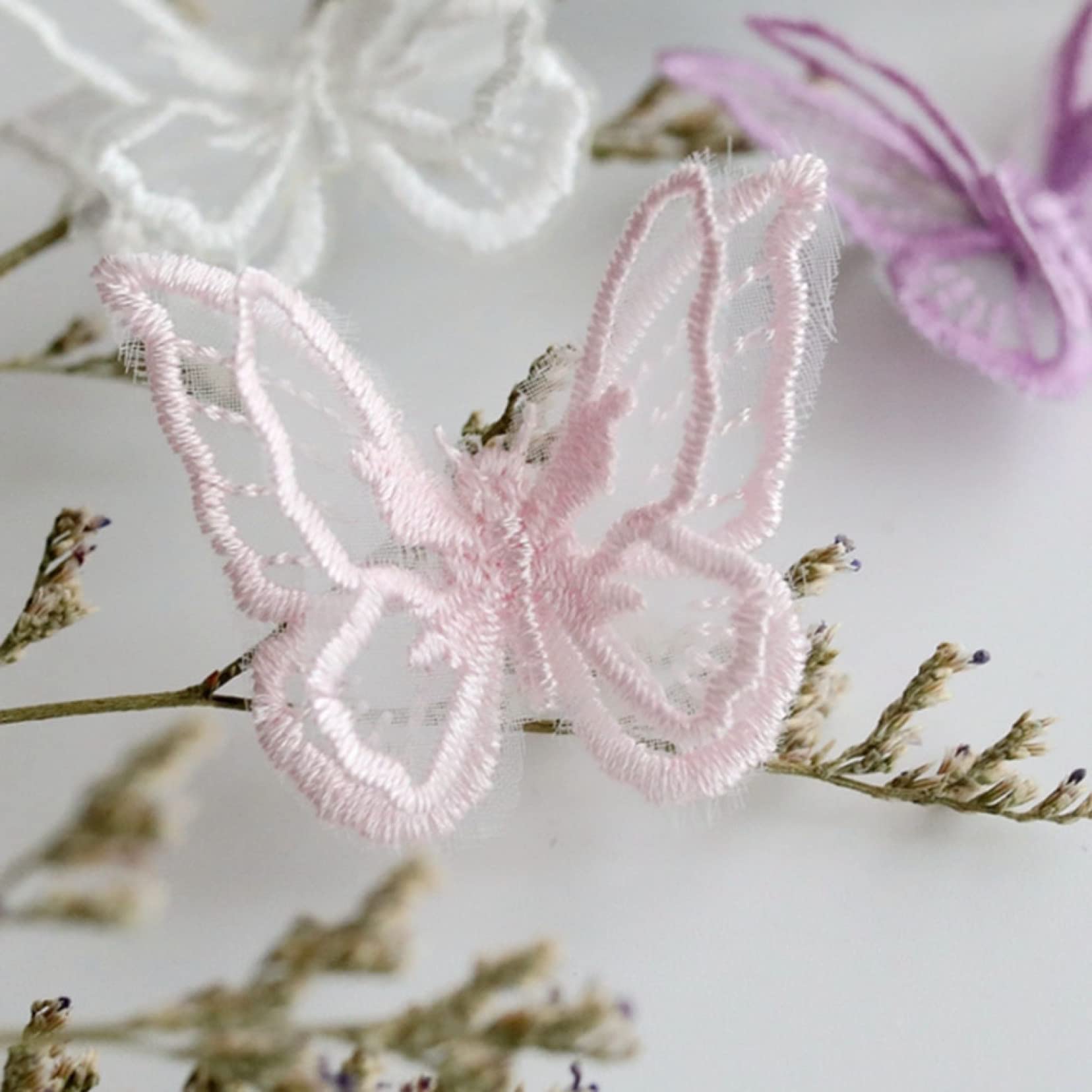 PAGOW 30 piezas de adornos de encaje de mariposa, doble capa de organza bordado, decoración de manualidades, parches para boda, novia, accesorios para el cabello, decoración de vestidos (morado PAGOW 30 piezas de adornos de encaje de mariposa, doble capa de organza bordado, decoración de manualidades, parches para boda, novia, accesorios para el cabello, decoración de vestidos (morado