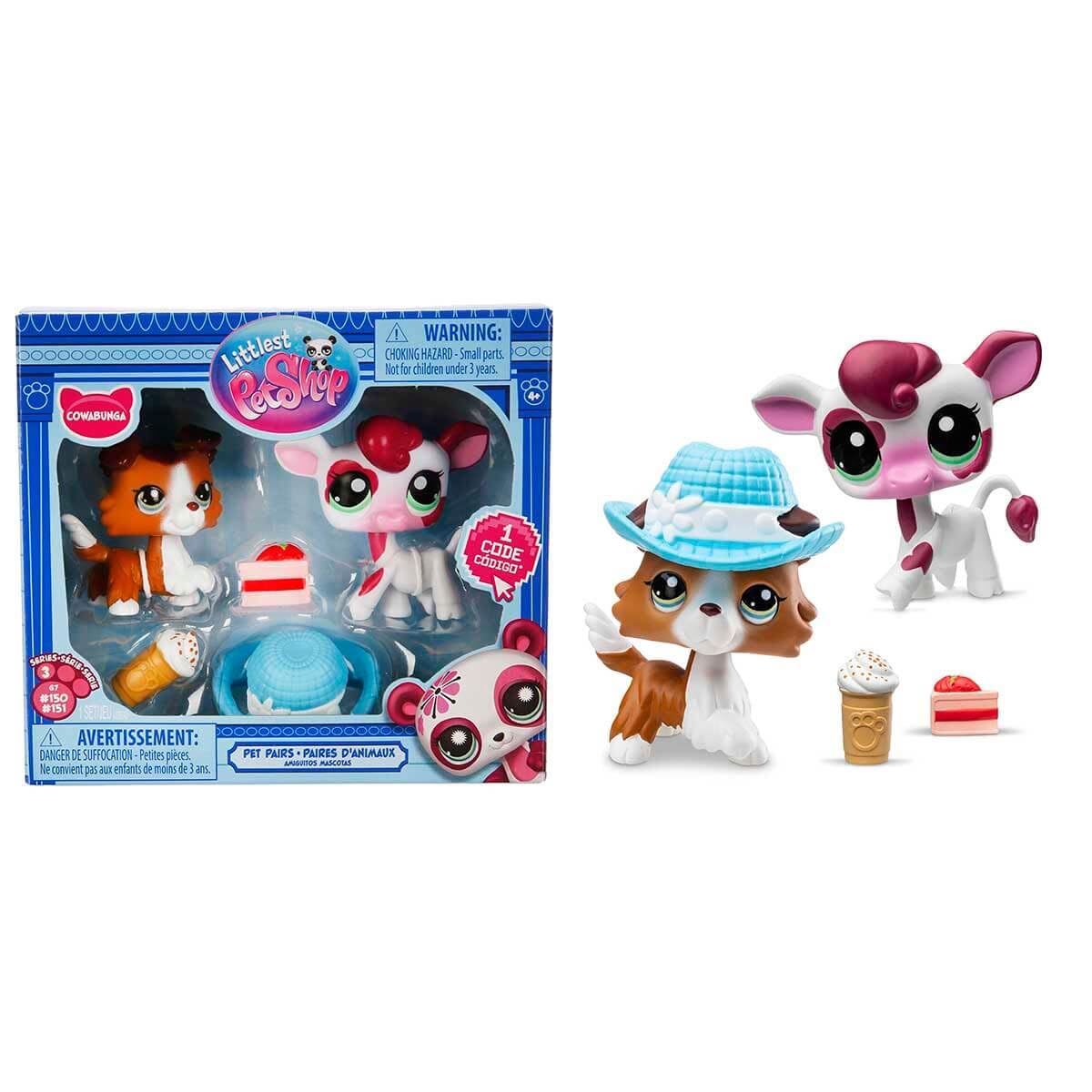 Littlest Pet Shop Minis 2er Set Figuren S3-151&150 Collie Hund und Kuh