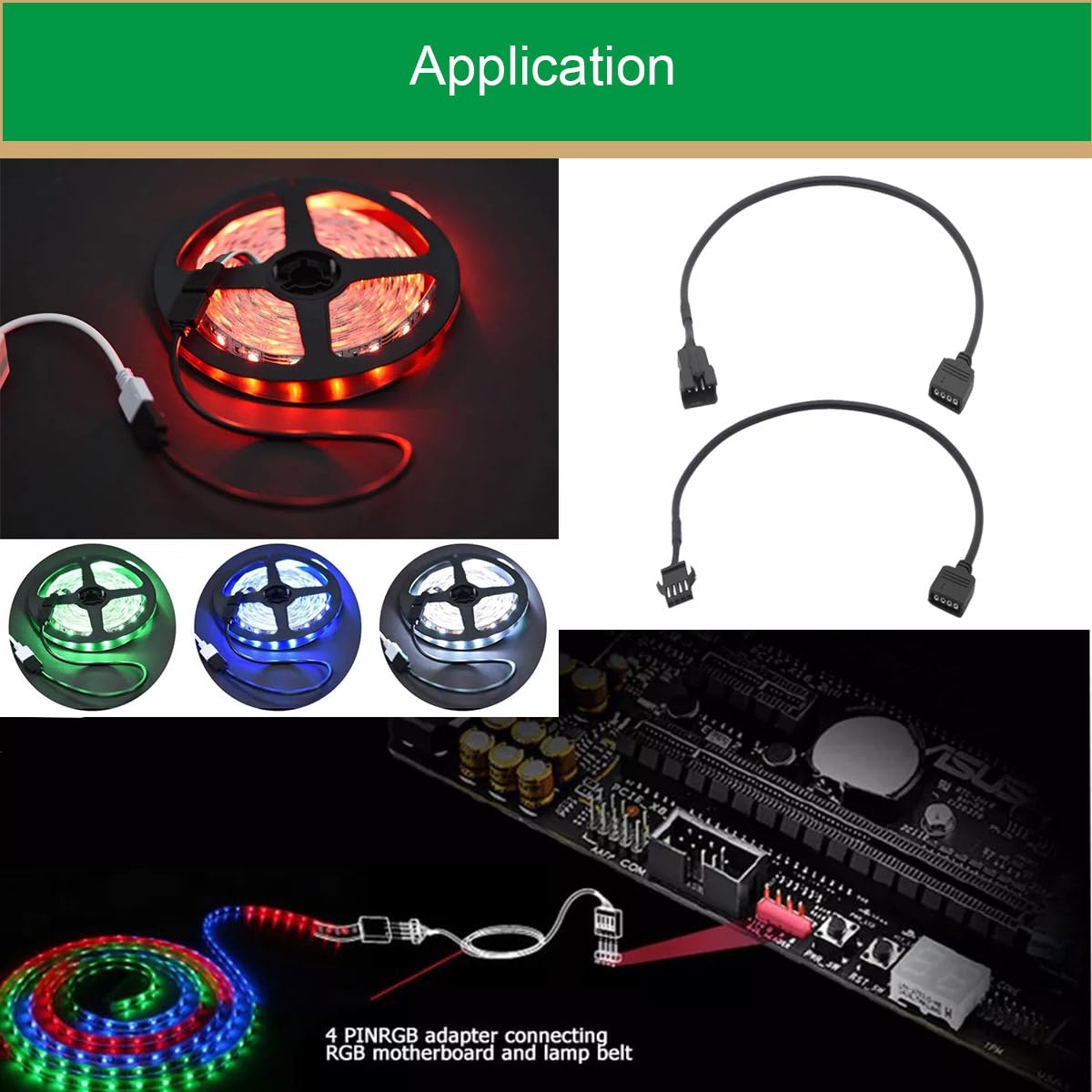 Câble d'extension RVB 4 broches vers câble adaptateur 12v mâle/femelle 4 broches pour bandes LED, ventilateurs d'ordinateur, cartes mères (0.98 Ft, 3male/femelle) avec 4 broches mâle