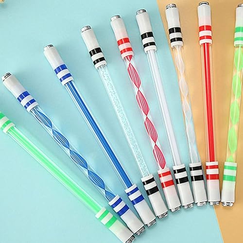 Miniatura 7 de Quayub Bolígrafo giratorio giratorio, con revestimiento antideslizante LED, bolígrafo giratorio sin recarga, suministros de oficina para niños,