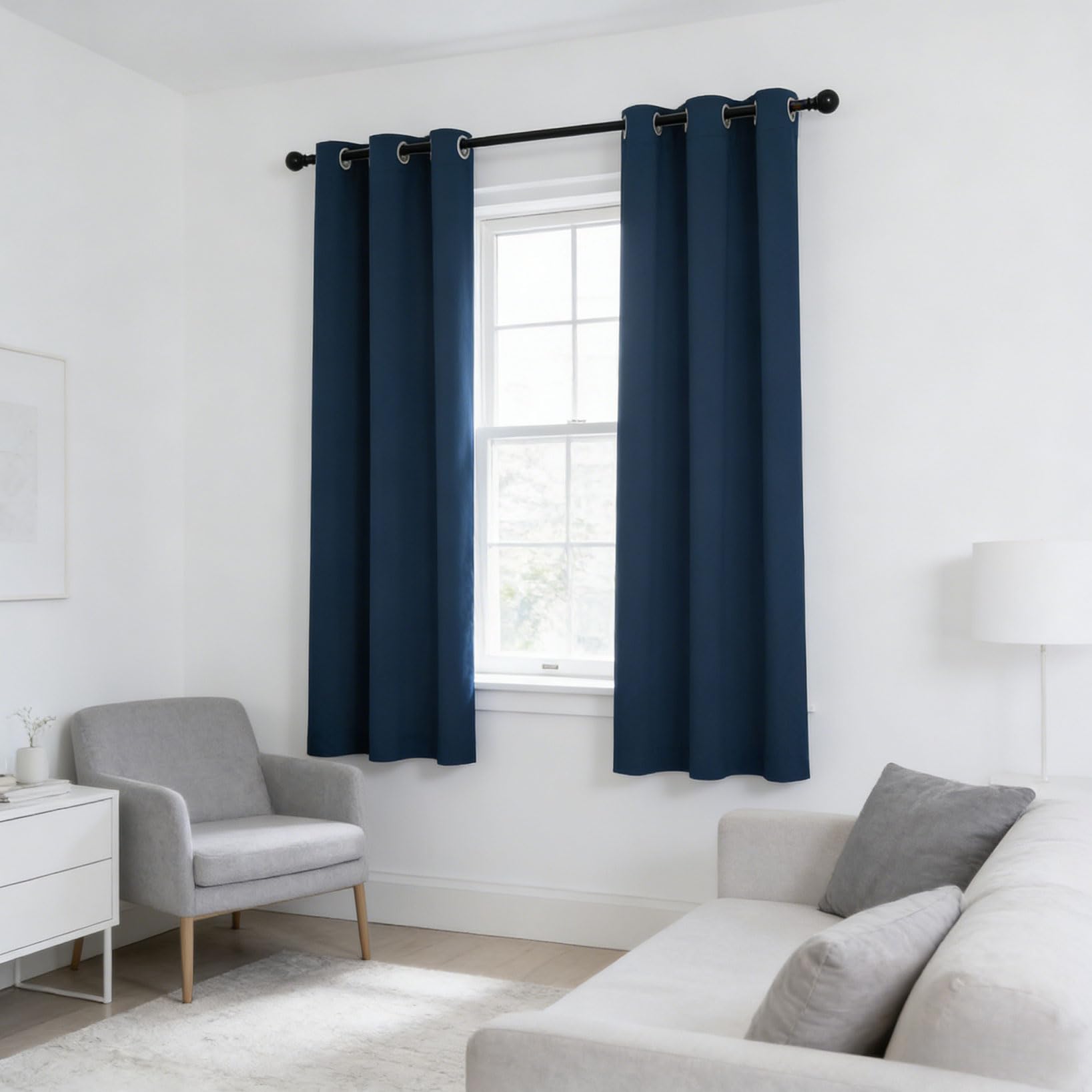 Thermovorhang Kälteschutz 170 x 235 cm Blickdicht Gegen Kälte Wärmeisolierend Vorhang mit Ösen Modern 1 Stück für Schlafzimmer, Wohnzimmer, Esszimmer, Marineblau