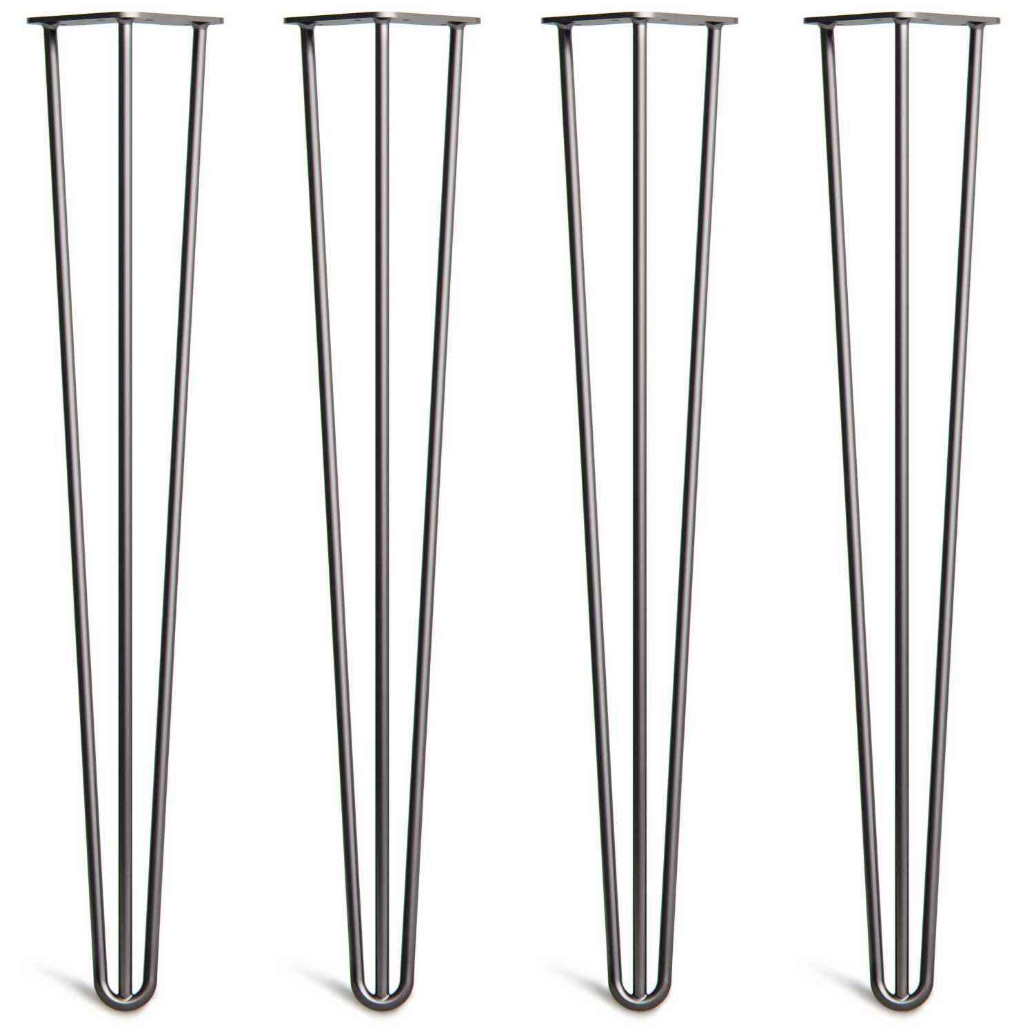[HLC] 4 x Hairpin Table Legs – Superior Double Weld Steel Construction With Screws, Build Guide & Protector Feet Worth £8 Included! – 10mm Steel [28"/71cm,Black] — image 1