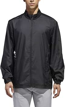 adidas Golf Club Full Zip Wind Jacket, Black, Large at