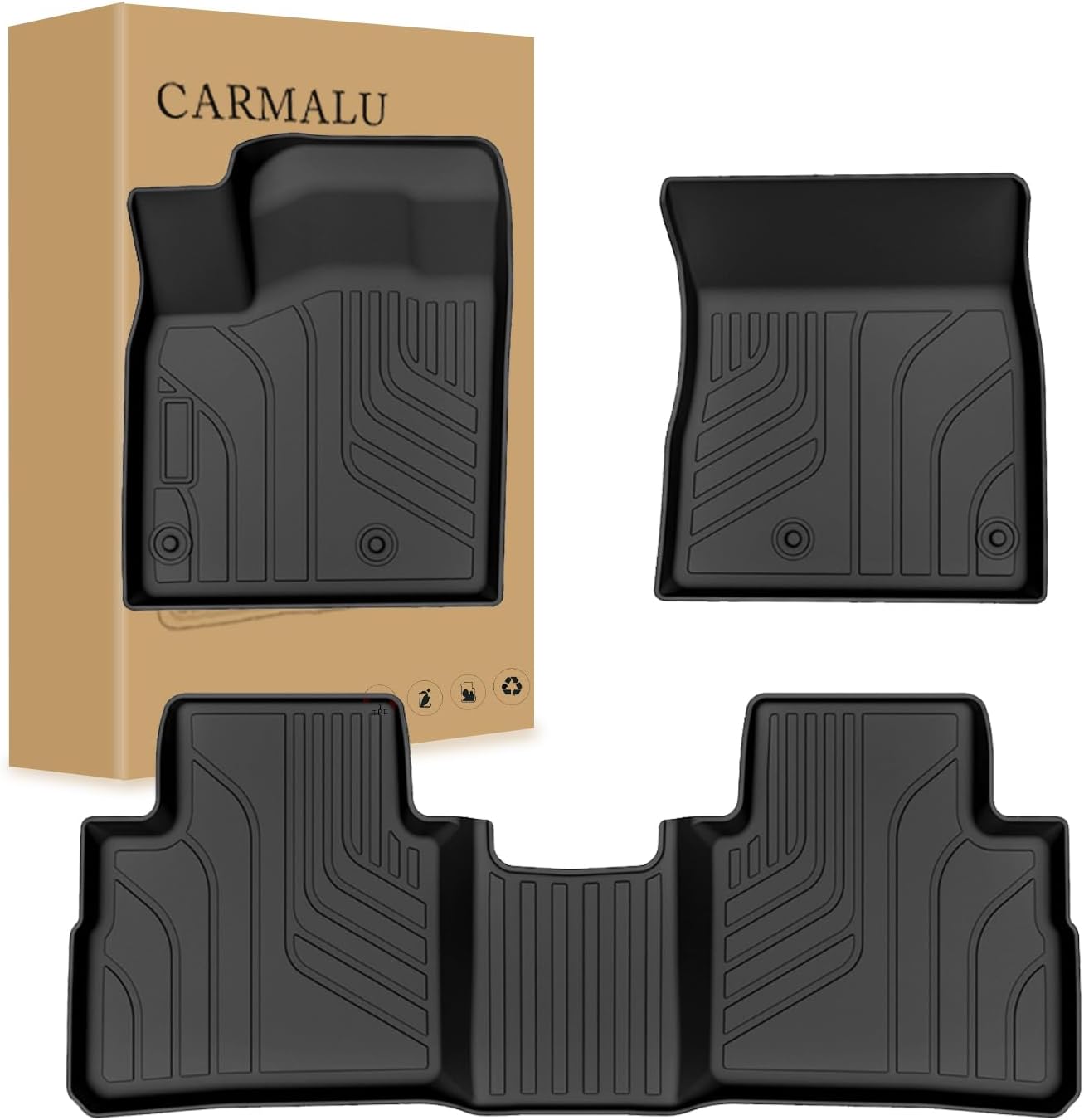 CARMALU Floor Mats for Nissan Rogue (Not for Sport Models) 2024-2021 All-Weather Car TPE Mat Set Front Rear Floor Liners Automotive Interior Accessories,Black
