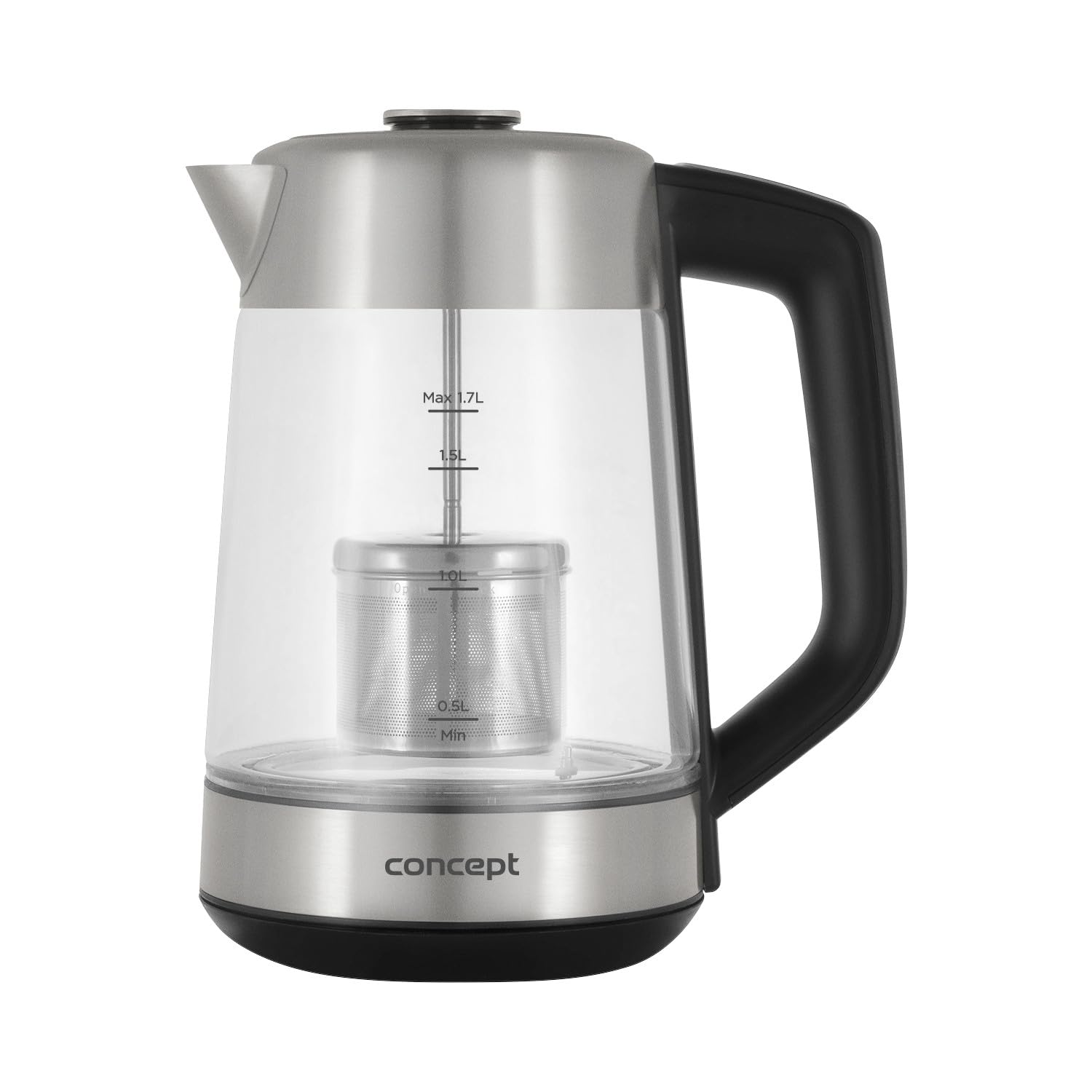Concept RK4190 Hervidor eléctrico de vidrio con control de temperatura y filtro cafetera/té, Capacidad 1.7L
