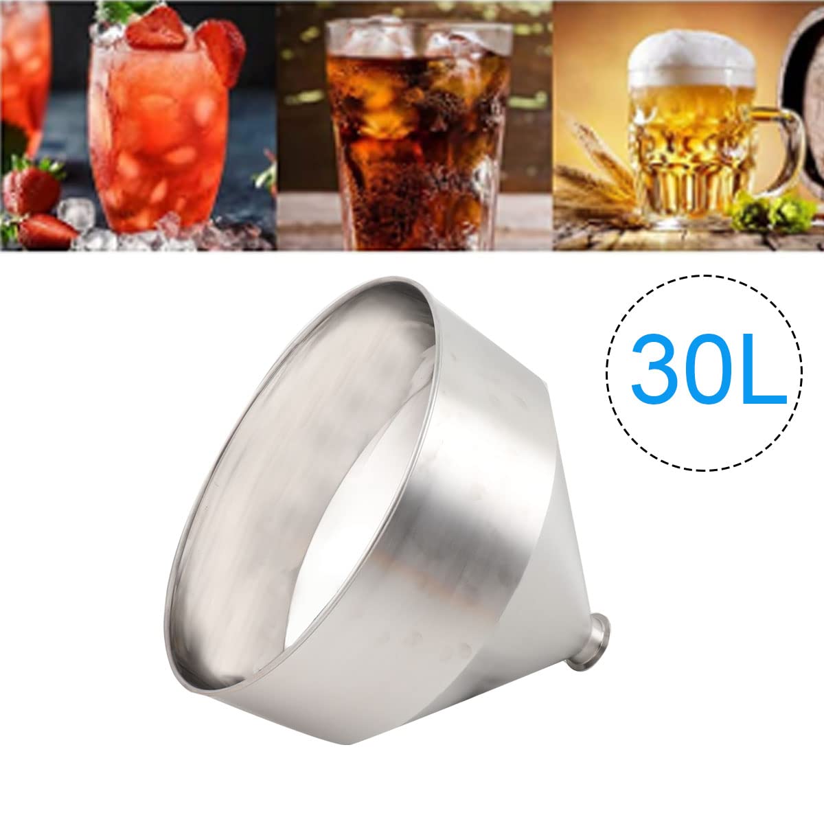 Large Funnel Stainless Steel Hopper 30L 1025oz Liquid Paste Filling Hopper for Liquid Paste Filling Container Powder Filling Machine Hopper Heavy Duty Funnel Filling Machine Accessories