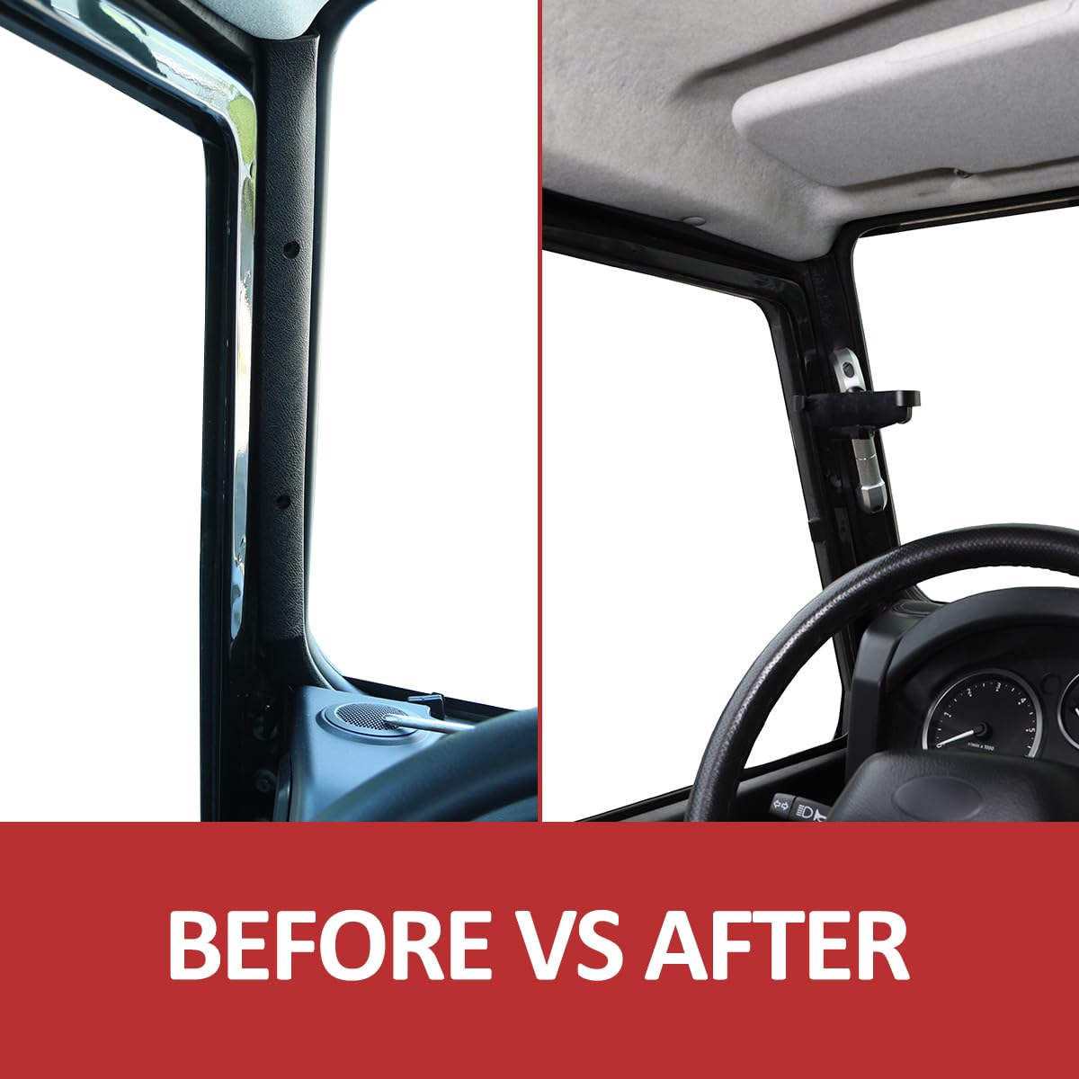 JONKOKO Car Interior Door Grab Handle Trim with Car Mobile Phone Holder Compatible with Land Rover Defender 2004-2018 Car A-Pillar Handle Mobile Phone Bracket GPS Navigation Bracket (Style A, Silver)