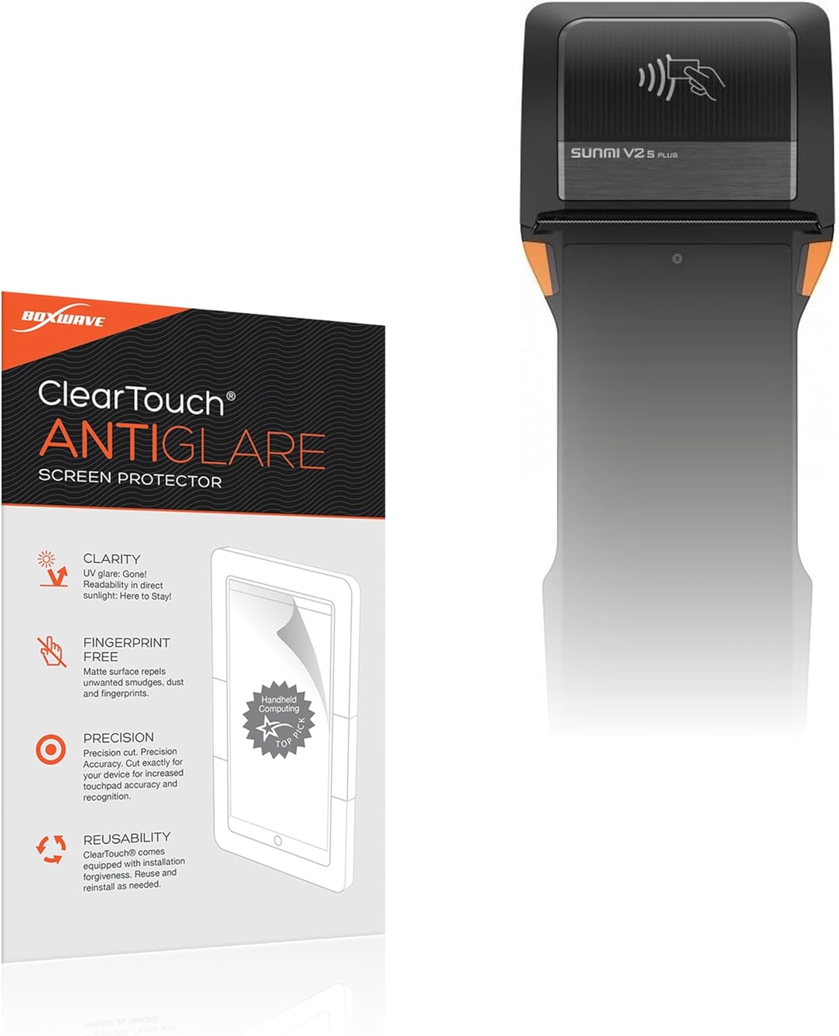 BoxWave Screen Protector Compatible with Sunmi V2s Plus - ClearTouch Anti-Glare (2-Pack), Anti-Fingerprint Matte Film Skin