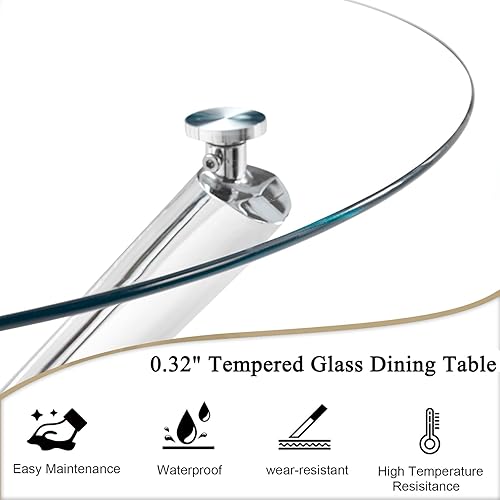 Miniatura 182 de Mesa de comedor de cristal de 51 pulgadas para 4, mesa de comedor rectangular contemporánea con parte superior de vidrio templado y patas de acero