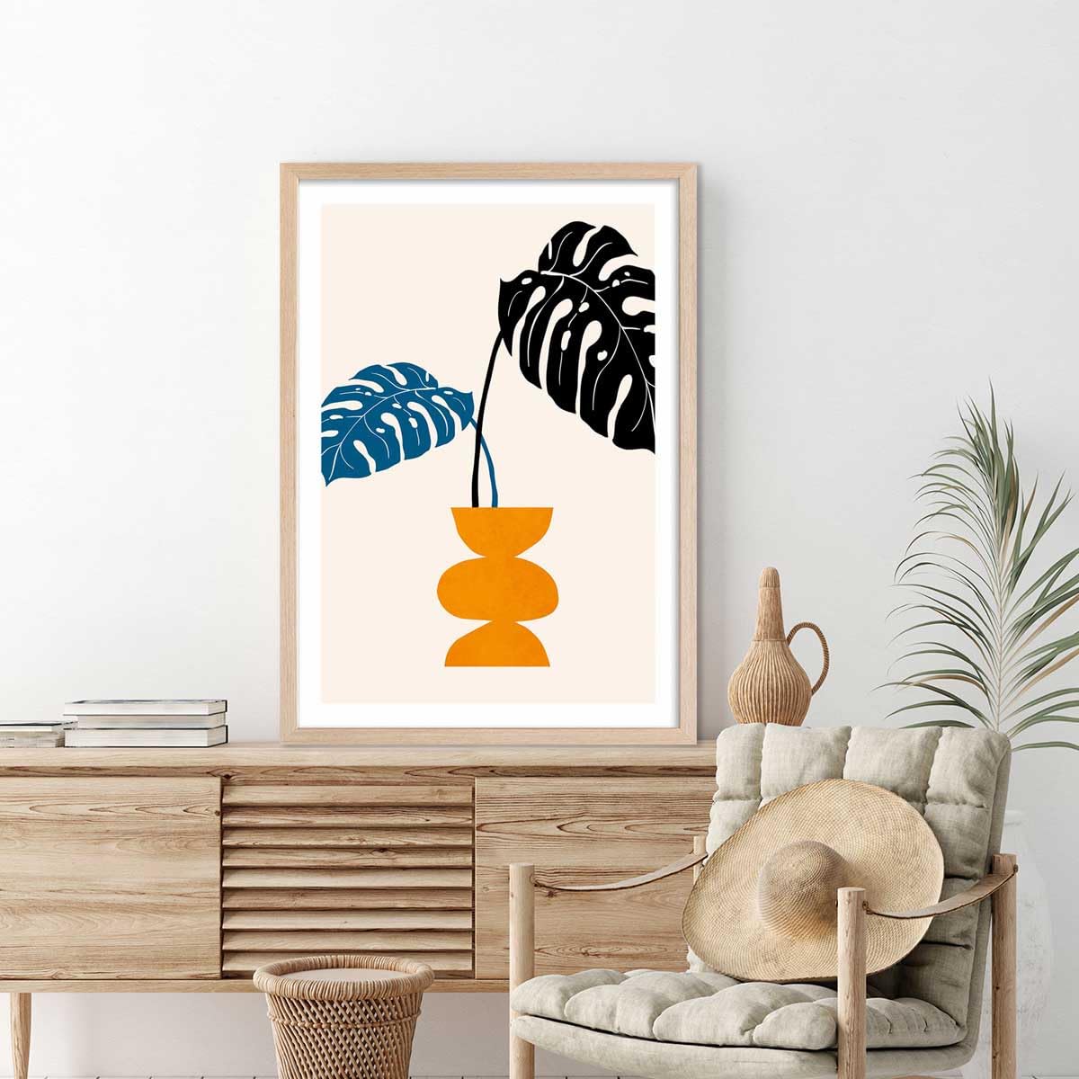 Póster gráfico de planta en maceta, fabricado en Francia, 60 x 90 cm