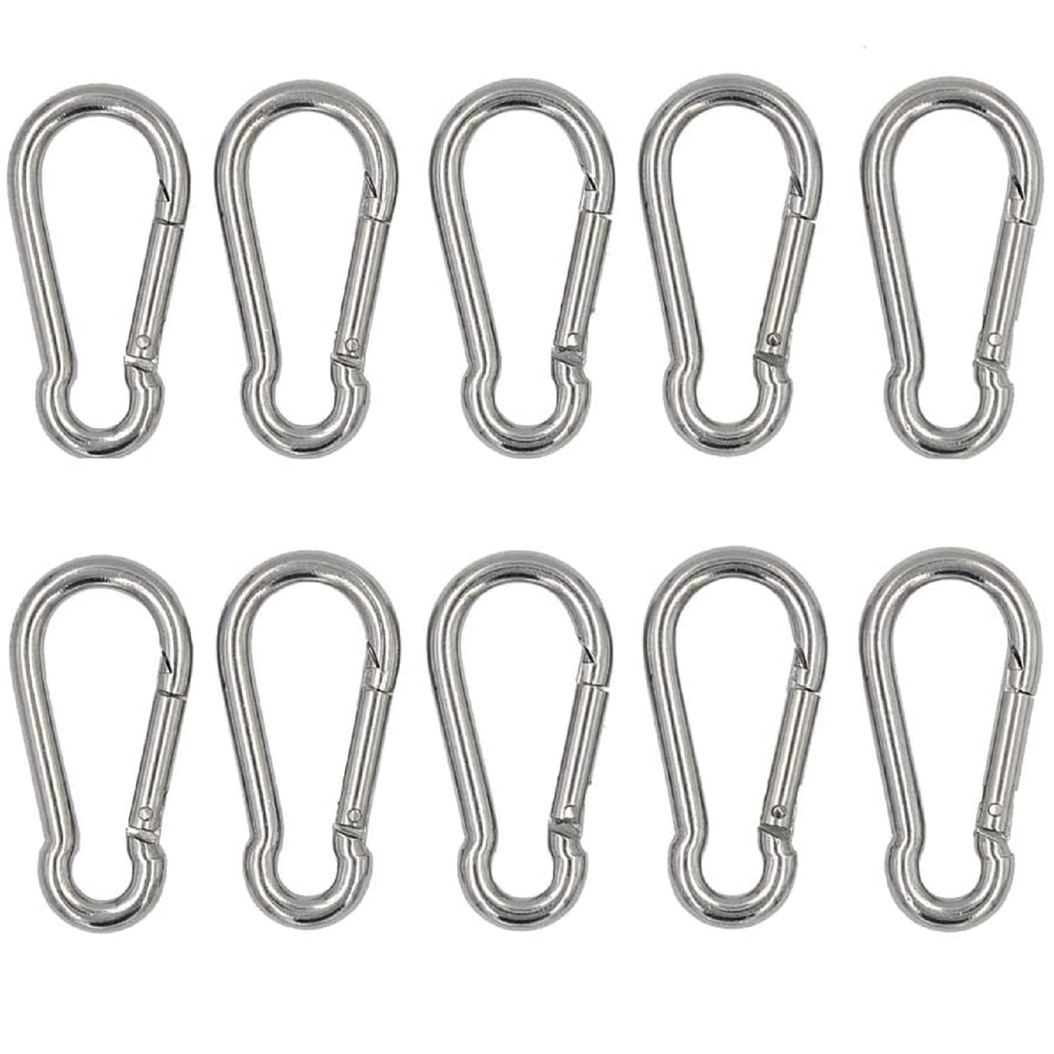 OLAHRAGA Small 304 Stainless Steel Carabiner Clip, Spring Snap Hook for Camping, Traveling Backpack Keychain or Outdoor 