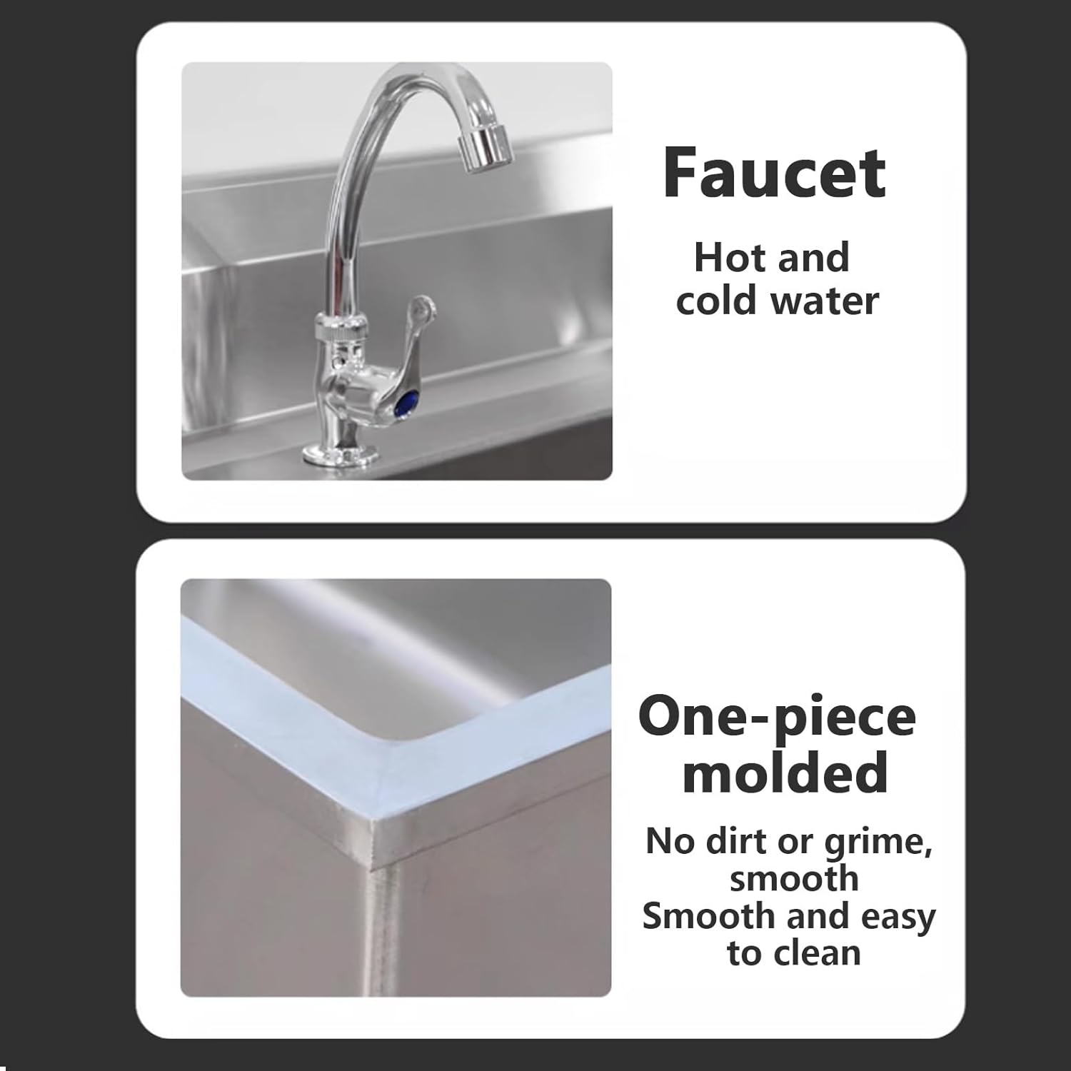 Commercial Stainless Steel Floor Mop Sink, Service Basin Wash Station, Deepening Floor-Standing Sink,Industrial Sink with Strainer and Faucet(100x50x50cm/39x20x20in)