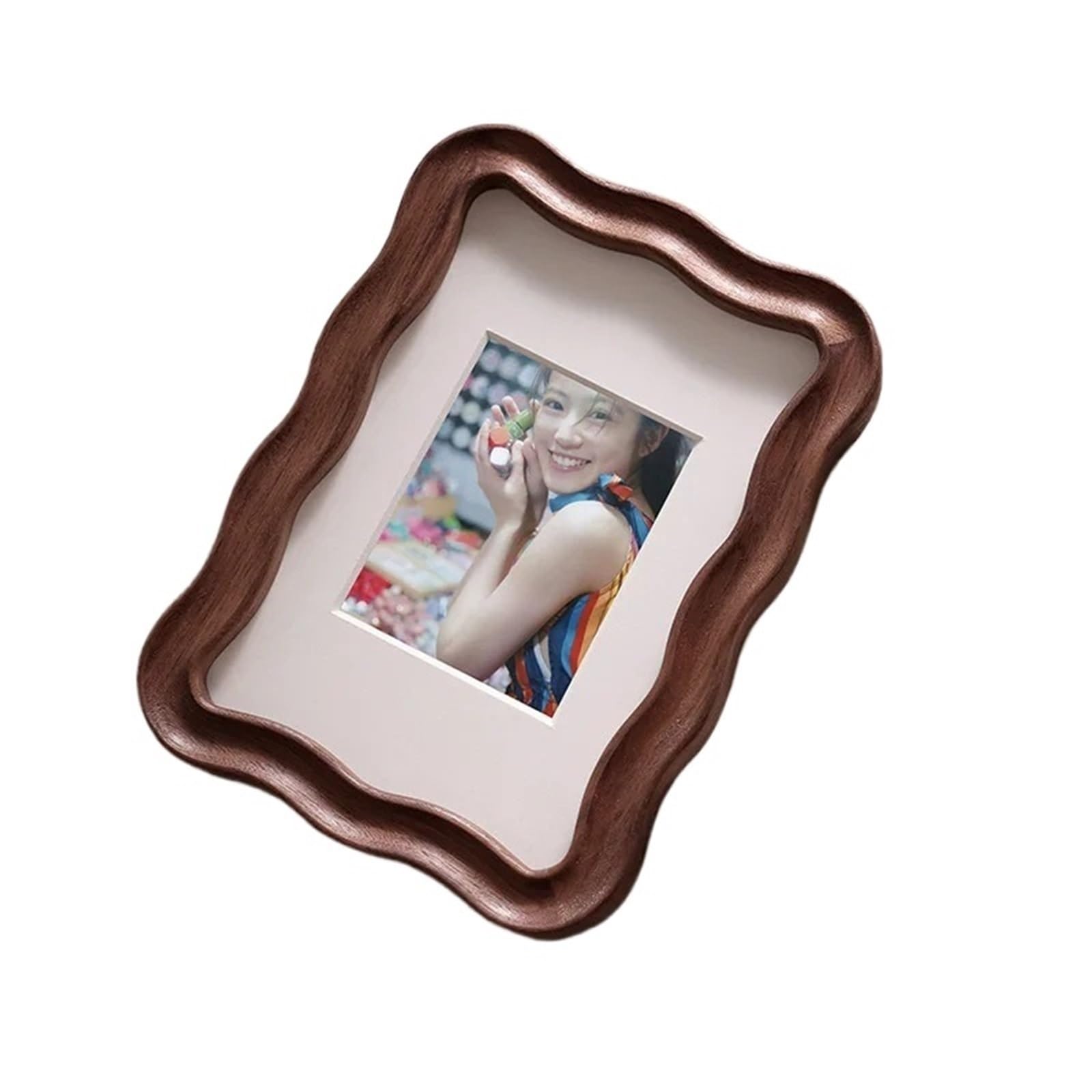 Solid Wood 10in A4 Frame Photos Wave Picture Walnut Teak Wedding Tabletop Display Home Decor For Photo And Picture(Walnut,10inch 20.3x25.4cm)