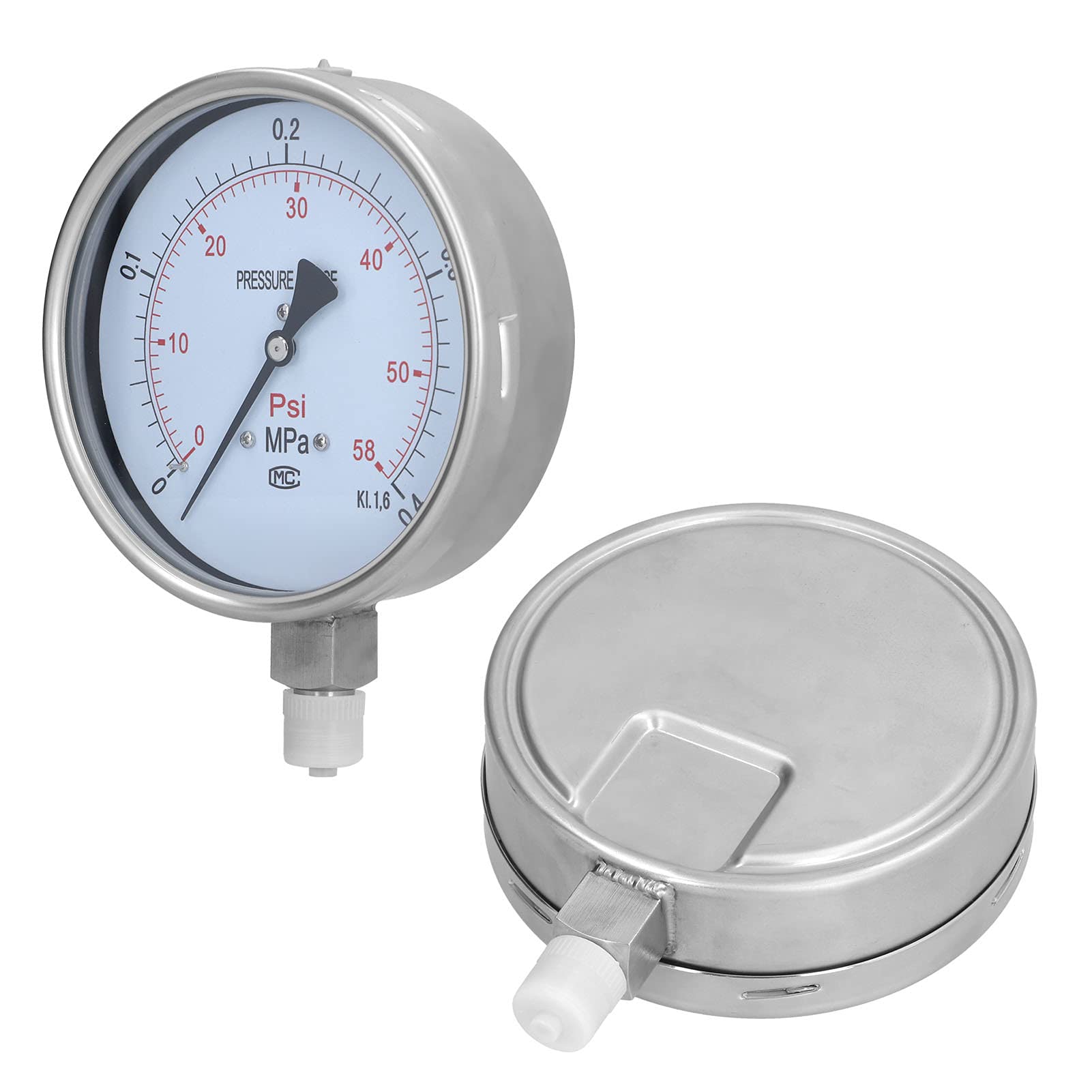 Medidor de presión Radial Industrial Industrial Acero inoxidable Calibre de vacío de alta precisión para la válvula de tubería Minería Aplicaciones médicas petroquímicas de 150 mm