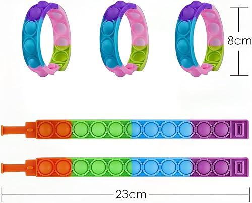 Miniatura 21 de 300 pulseras de juguete para ansiedad, pulseras sensoriales de burbujas para presionar, para aliviar el estrés, pulsera de silicona para niños y 300