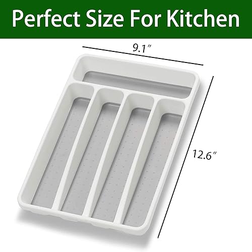 Miniatura 4 de Organizador de cubiertos, organizador de utensilios de cocina, organizador de cajones de cocina, bandeja de cubiertos de plástico para cajones,