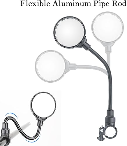 Miniatura 2 de Espejo de bicicleta, espejos de bicicleta para manillares con lente convexa de rotación 360, espejo retrovisor seguro para bicicleta