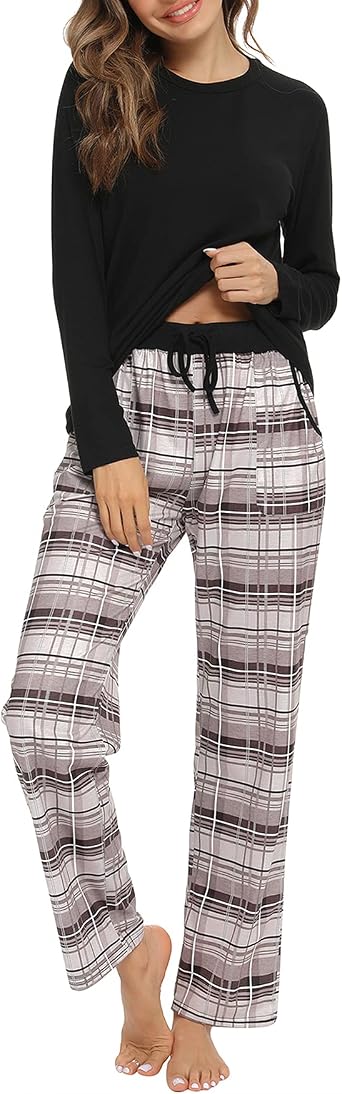 Uniexcosm Women's Pyjama Sets Cotton Checked Loungewear Set Long Sleeve  Cotton Top and Pants Sleepwear for Ladies, XXL : Amazon.co.uk: Fashion