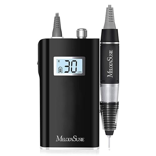 MelodySusie Entry-Level Clip-On Cordless Nail Drill, SC320H 30000RPM Popular Classic E-File with LCD Display for Manicure Shaping & Gel Removal, Perfect for Training, Nail Art Practice & Home Use - Black
