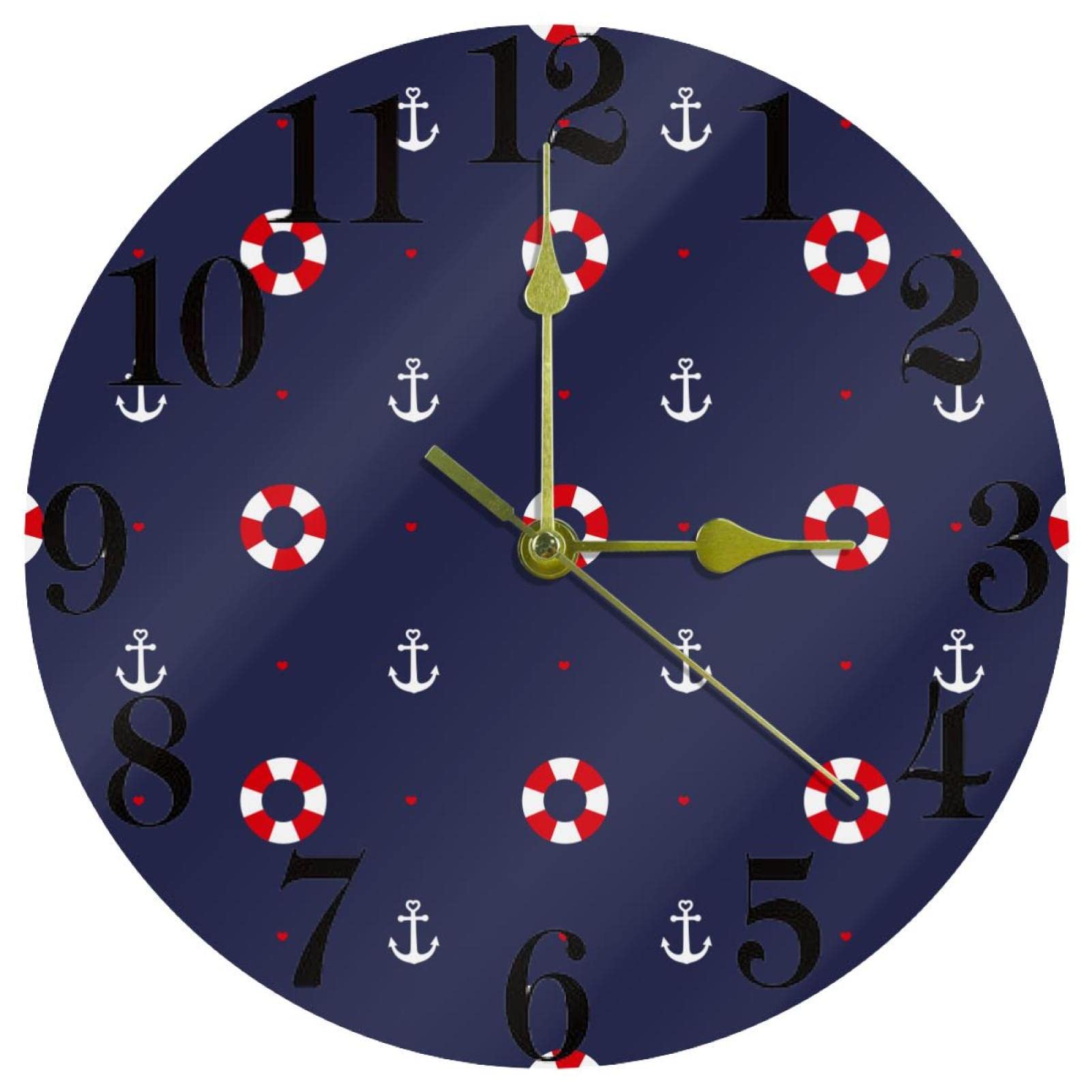 Horloge murale ronde à quartz silencieuse pour maison cuisine bureau