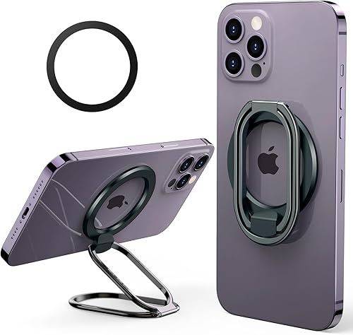 Actualizado 2024 Soporte para anillo de teléfono seguro Mag, soporte magnético ajustable SUPERONE y agarre extraíble para teléfono compatible con