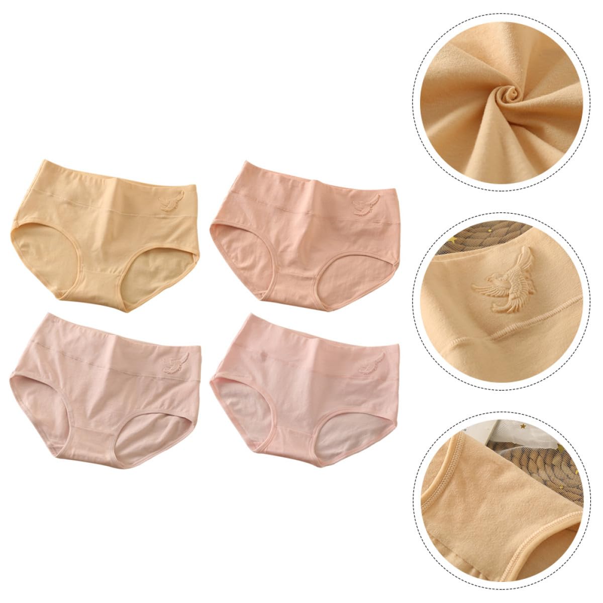 Hemobllo Slip Brasiliana Donna Vita Alta 4 Pezzi in Cotone Elasticizzato