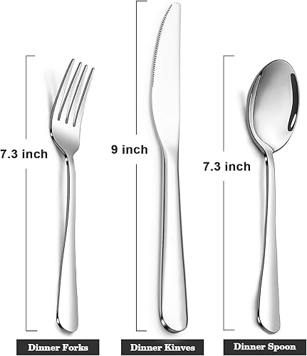 Miniatura 2 de Juego de vajilla de acero inoxidable de 12 piezas con 4 cuchillos, 4 tenedores, 4 cucharas de cena, juego de cubiertos para el hogar, cocina y