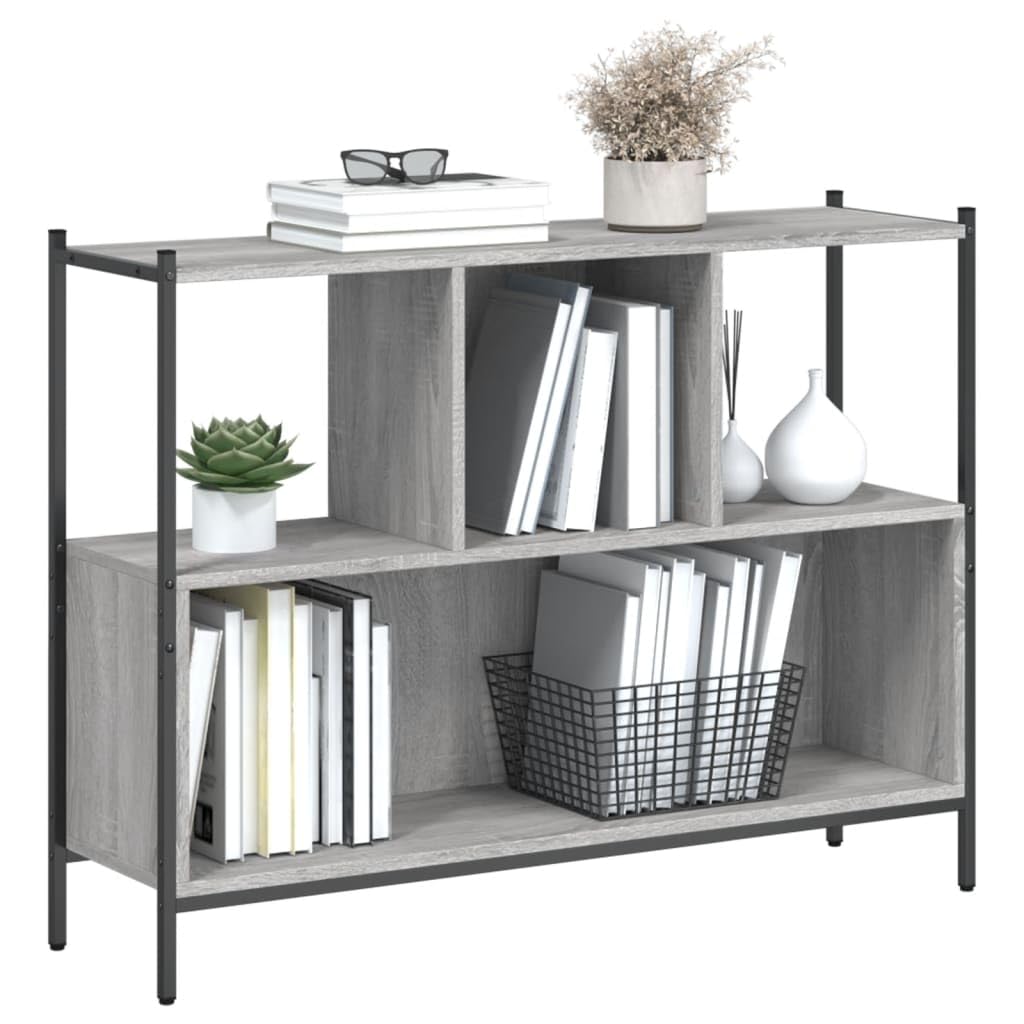 Regał na książki Sonoma szary, 102 x 28 x 77,5 cm, regał stojący z dużą ilością miejsca do przechowywania, do salonu, biura, biblioteki i pokoju dziecięcego, wytrzymały system regałowy do