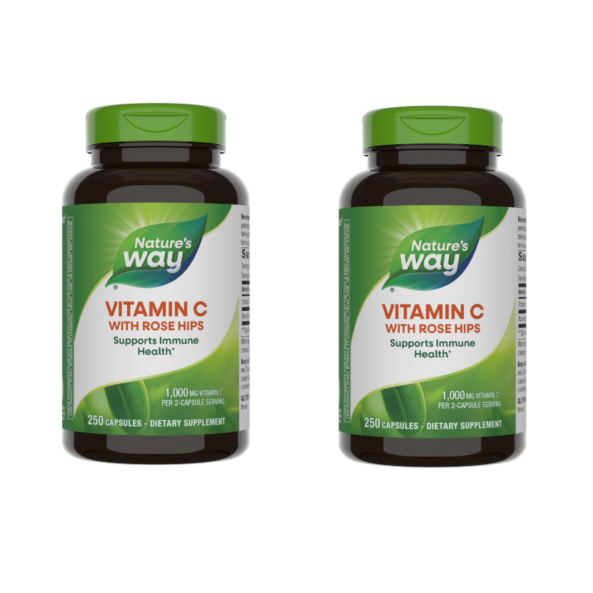 Nature's Way Vitamin C with Rose Hips - High-Potency Vitamin C for Immune System & Antioxidant Support* - Supports Collagen Production for Healthy Skin* - Gluten-Free - 250 Count (125 Servings, 2-Pk) 500 Count (Pack of 1)