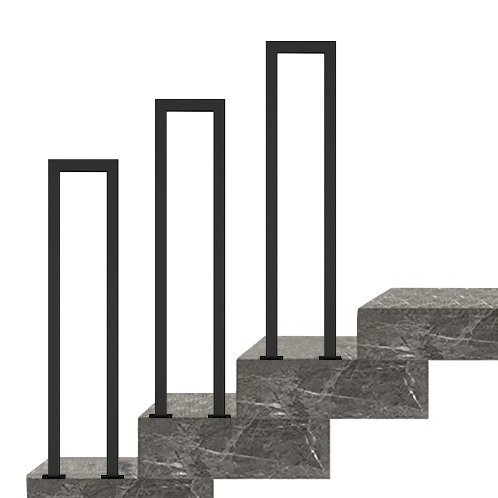 Rambarde en fer forgé escalier extérieur marche béton bois terrasse jardin 85cm